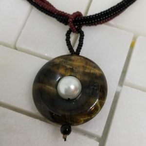 Tiger eye pendant with stringed chain