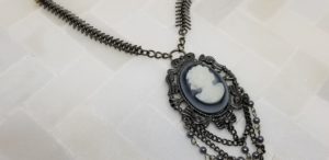 Gunmetal Pendant with leaf chain