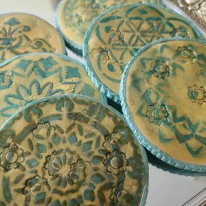 Mandala Clay Coasters