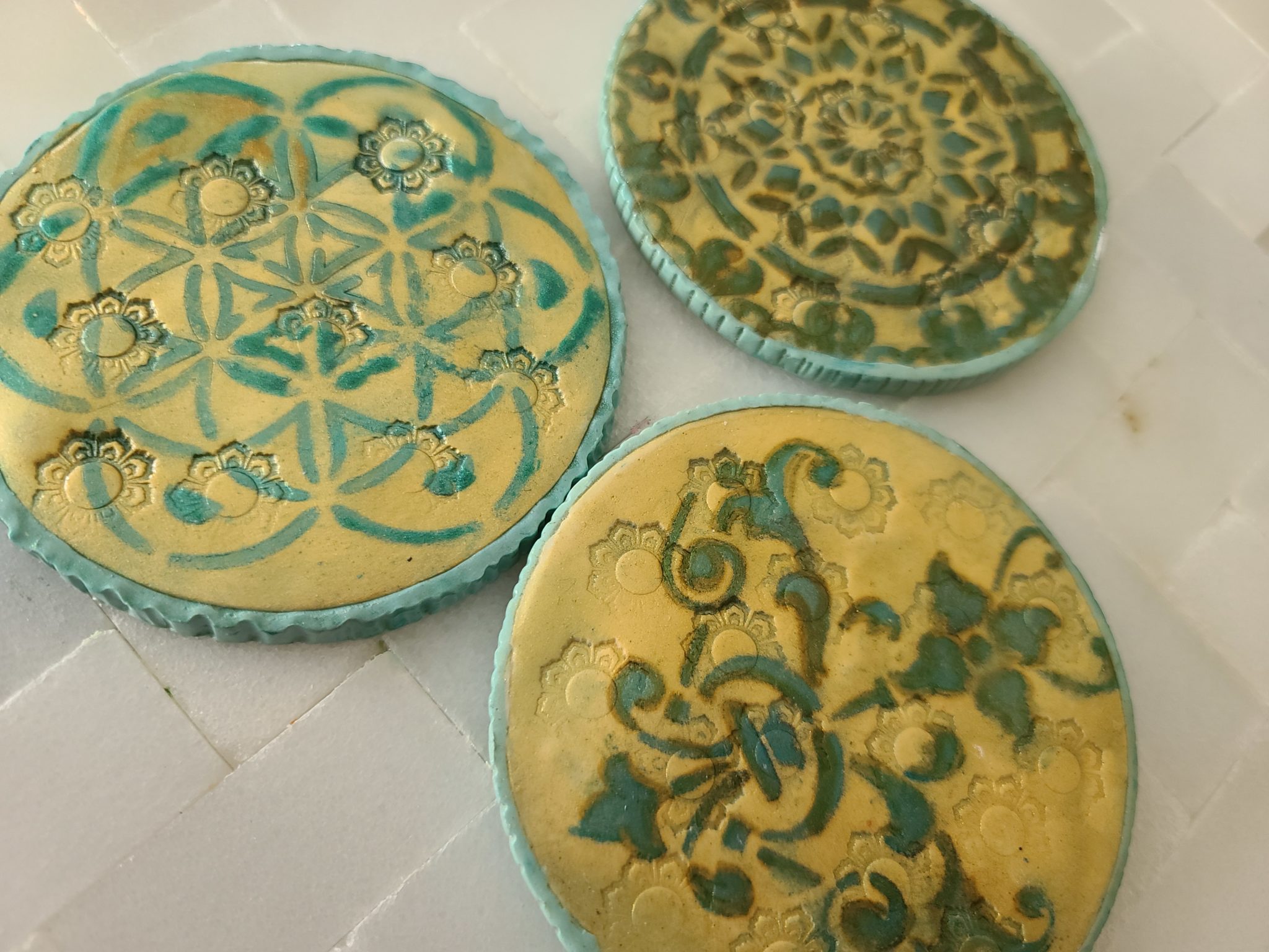 Mandala Clay Coasters