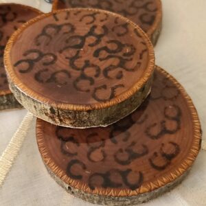 wood burned coasters